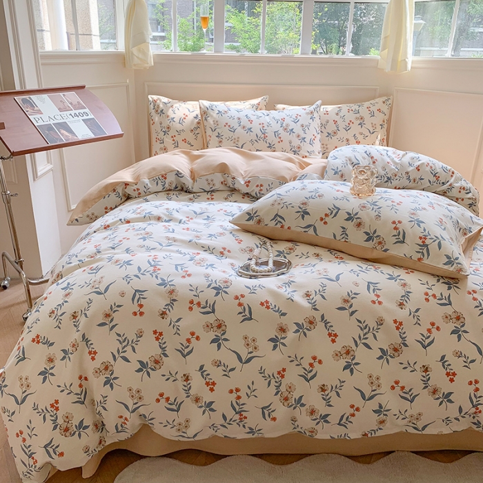 91家纺网 家纺一手货源 找家纺 澳萝拉 2023新款磨毛四件套-花卉系列 心意