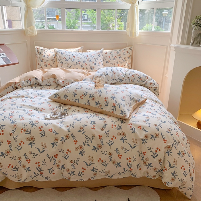 91家纺网 家纺一手货源 找家纺 澳萝拉 2023新款磨毛四件套-花卉系列 心意