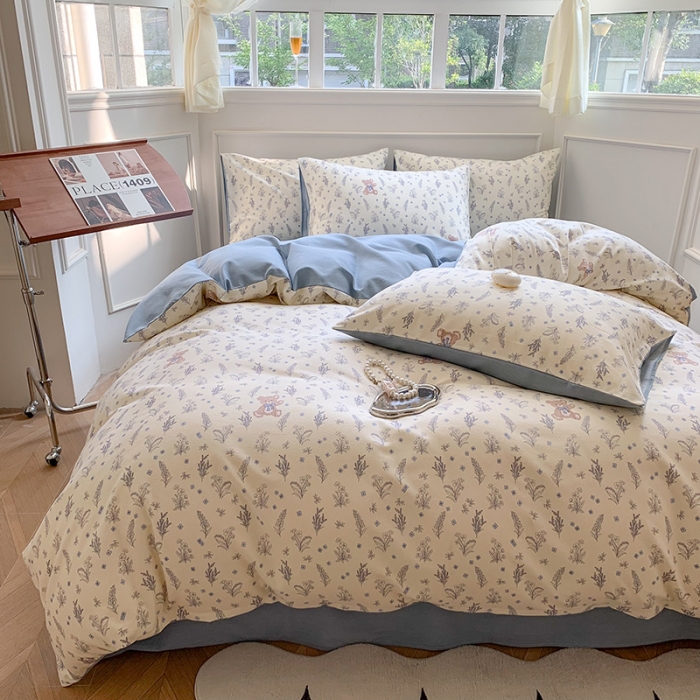 91家纺网 家纺一手货源 找家纺 澳萝拉 2023新款磨毛四件套-花卉系列 薰衣草