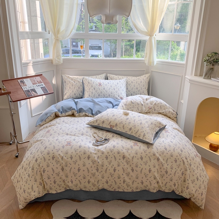 91家纺网 家纺一手货源 找家纺 澳萝拉 2023新款磨毛四件套-花卉系列 薰衣草