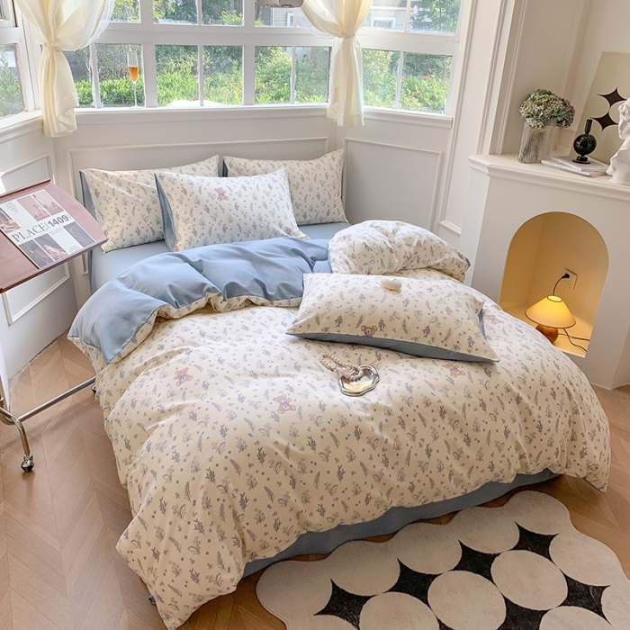 91家纺网 家纺一手货源 找家纺 澳萝拉 2023新款磨毛四件套-花卉系列 薰衣草