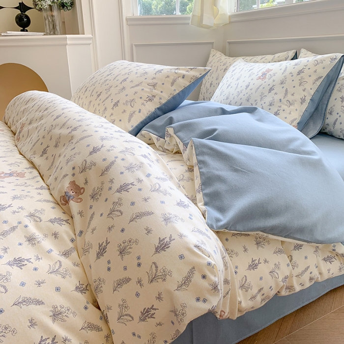 91家纺网 家纺一手货源 找家纺 澳萝拉 2023新款磨毛四件套-花卉系列 薰衣草