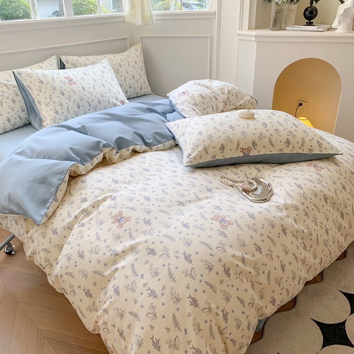 91家纺网 家纺一手货源 找家纺 澳萝拉 2023新款磨毛四件套-花卉系列 薰衣草