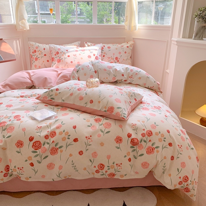 91家纺网 家纺一手货源 找家纺 澳萝拉 2023新款磨毛四件套-花卉系列 缨姿