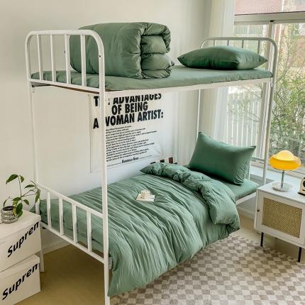 91家纺网 家纺一手货源 找家纺 （总）水墨江南 2023新款超柔水洗棉褶皱款学生床三件套