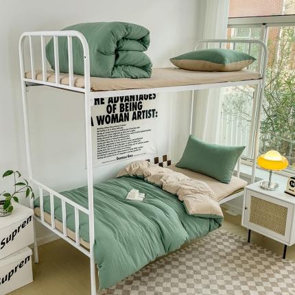 91家纺网 家纺一手货源 找家纺 （总）水墨江南 2023新款超柔水洗棉褶皱款学生床三件套