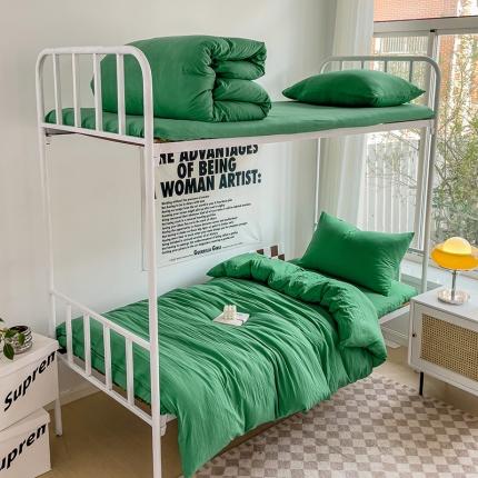 91家纺网 家纺一手货源 找家纺 （总）水墨江南 2023新款超柔水洗棉褶皱款学生床三件套