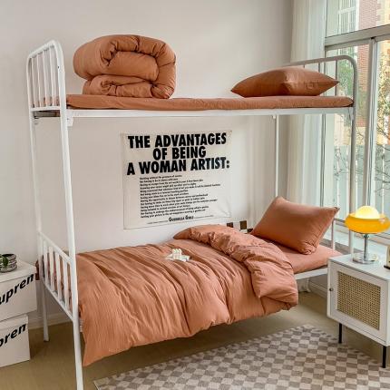 91家纺网 家纺一手货源 找家纺 （总）水墨江南 2023新款超柔水洗棉褶皱款学生床三件套