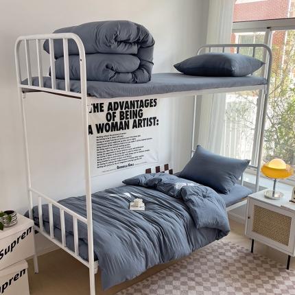 91家纺网 家纺一手货源 找家纺 （总）水墨江南 2023新款超柔水洗棉褶皱款学生床三件套