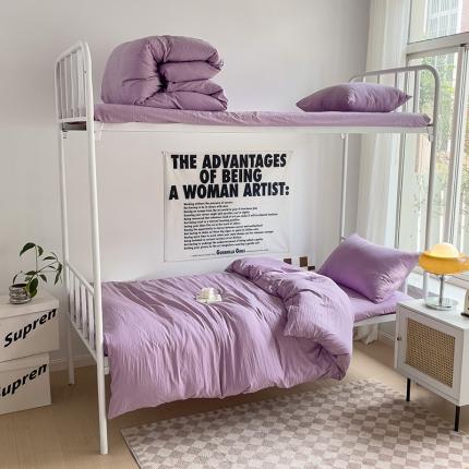 91家纺网 家纺一手货源 找家纺 （总）水墨江南 2023新款超柔水洗棉褶皱款学生床三件套