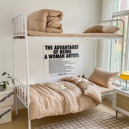 91家纺网 家纺一手货源 找家纺 （总）水墨江南 2023新款超柔水洗棉褶皱款学生床三件套