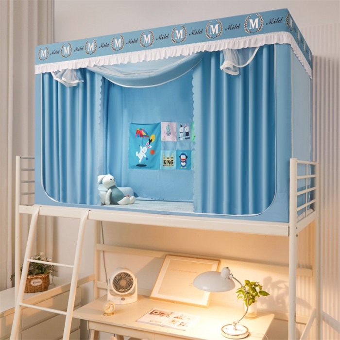 91家纺网 家纺一手货源 找家纺 初心 2025新款床帘款学生宿舍蚊帐 天空蓝