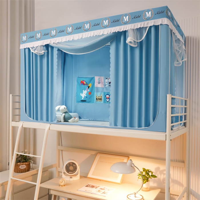 91家纺网 家纺一手货源 找家纺 初心 2025新款床帘款学生宿舍蚊帐 天空蓝