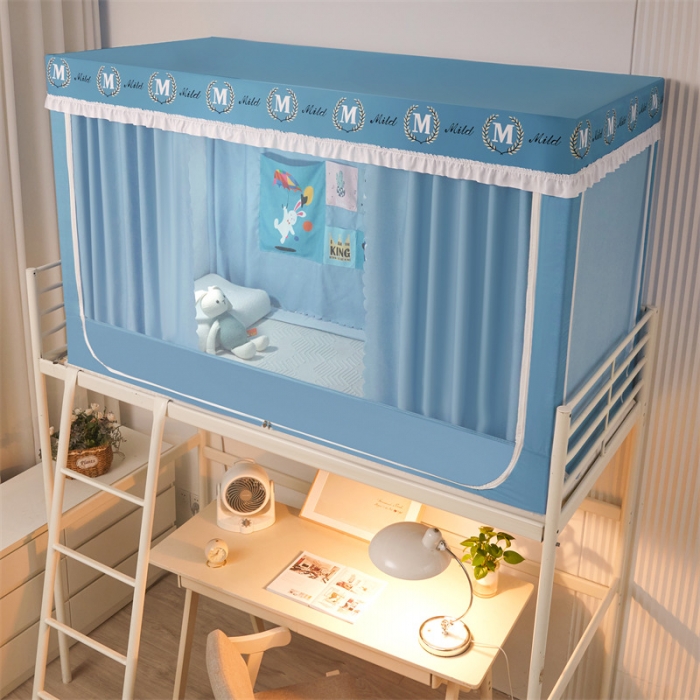 91家纺网 家纺一手货源 找家纺 初心 2025新款床帘款学生宿舍蚊帐 天空蓝