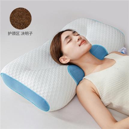 自然草本荞麦养护枕枕芯枕头spa决明子款-蓝 单只装+全棉盲盒枕套1只
