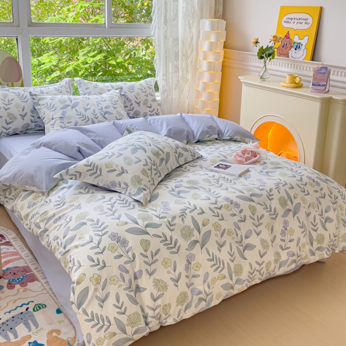 91家纺网 家纺一手货源 找家纺 金鑫汇 2023新花型上市喷气面料全棉四件套 诗情画意