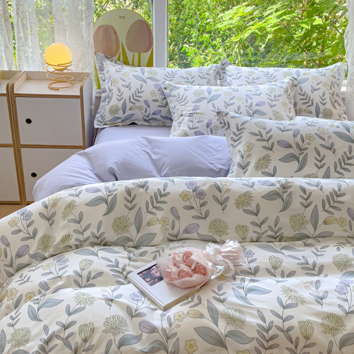 91家纺网 家纺一手货源 找家纺 金鑫汇 2023新花型上市喷气面料全棉四件套 诗情画意