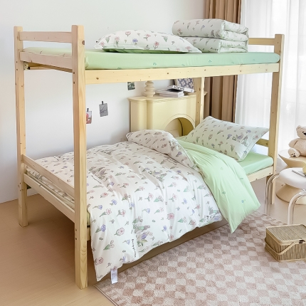 91家纺网 家纺一手货源 找家纺 （总）全棉印花款大学生单人上下铺宿舍床三件套多件套