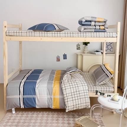 91家纺网 家纺一手货源 找家纺 全棉印花款大学生单人上下铺宿舍床三件套多件套 理想超人-蓝