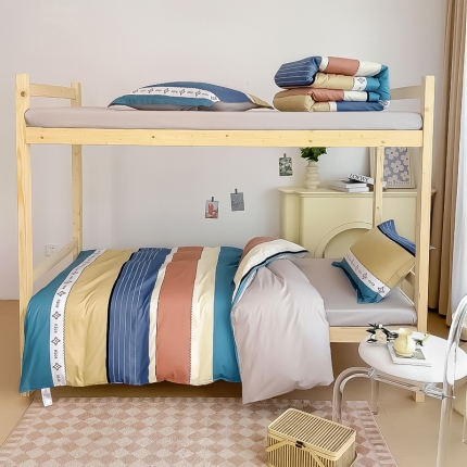 91家纺网 家纺一手货源 找家纺 （总）全棉印花款大学生单人上下铺宿舍床三件套多件套