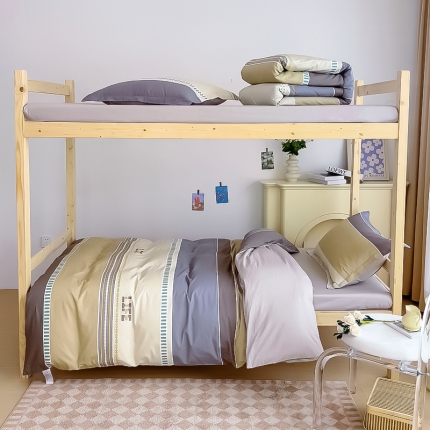 91家纺网 家纺一手货源 找家纺 （总）全棉印花款大学生单人上下铺宿舍床三件套多件套