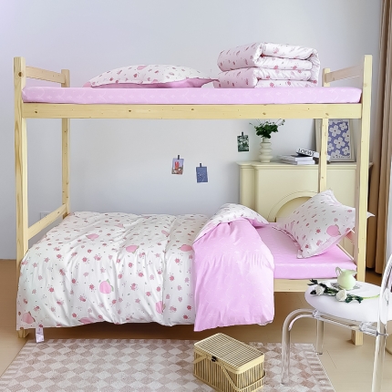 91家纺网 家纺一手货源 找家纺 （总）全棉印花款大学生单人上下铺宿舍床三件套多件套