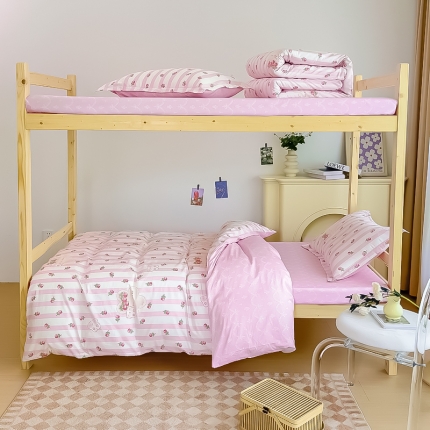 91家纺网 家纺一手货源 找家纺 （总）全棉印花款大学生单人上下铺宿舍床三件套多件套