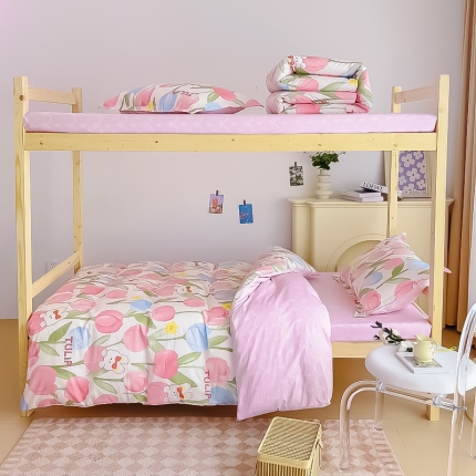 91家纺网 家纺一手货源 找家纺 （总）全棉印花款大学生单人上下铺宿舍床三件套多件套