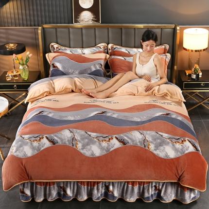 91家纺网 家纺一手货源 找家纺 富之航 2023新款直播爆款8.5斤牛奶绒四件套高克重法莱绒 时尚之都