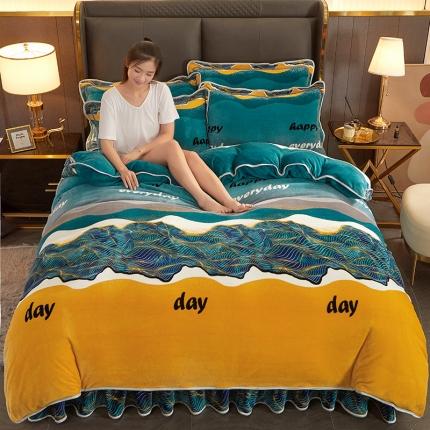 91家纺网 家纺一手货源 找家纺 富之航 2023新款直播爆款8.5斤牛奶绒四件套高克重法莱绒 江山美人