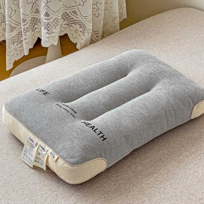 91家纺网 家纺一手货源 找家纺 爱尚家枕芯 2023新款日式针织呵护护颈定型枕 灰色
