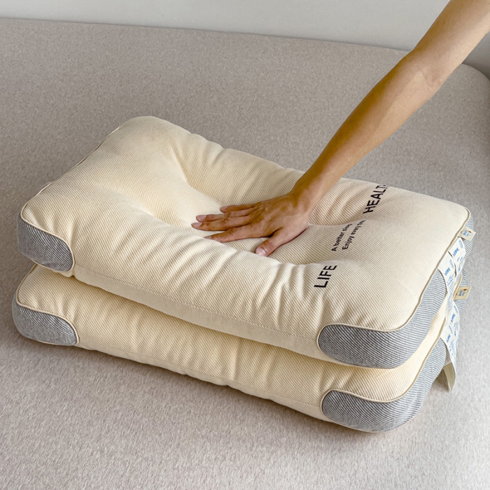 91家纺网 家纺一手货源 找家纺 爱尚家枕芯 2023新款日式针织呵护护颈定型枕 米黄