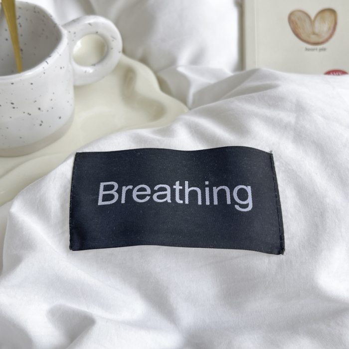 91家纺网 家纺一手货源 找家纺 绵庭家纺 2023新款全棉水洗棉拼色单被套 贵族白+卡其