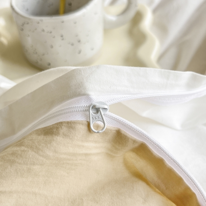 91家纺网 家纺一手货源 找家纺 绵庭家纺 2023新款全棉水洗棉拼色单被套 贵族白+卡其