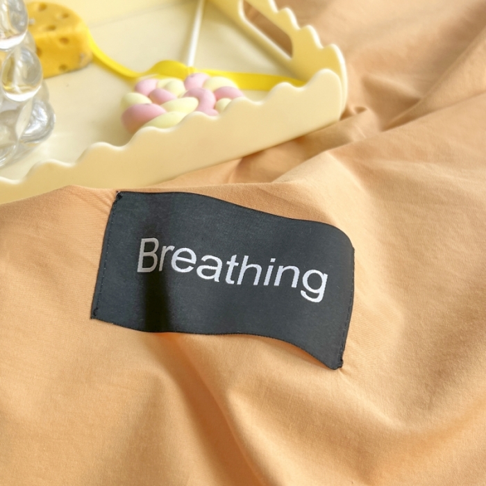 91家纺网 家纺一手货源 找家纺 绵庭家纺 2023新款全棉水洗棉拼色单被套 桔色+绅士灰