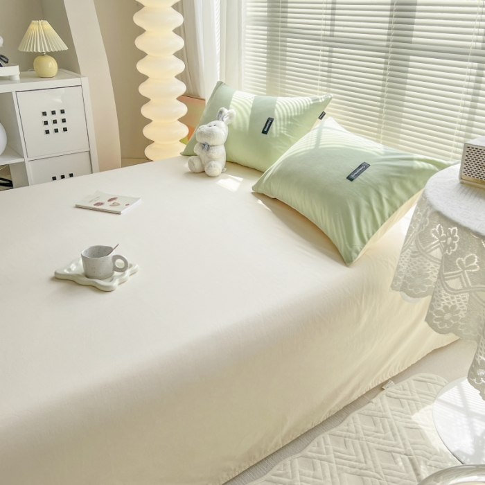 91家纺网 家纺一手货源 找家纺 绵庭家纺 2023新款全棉水洗棉拼色单床单 冰心