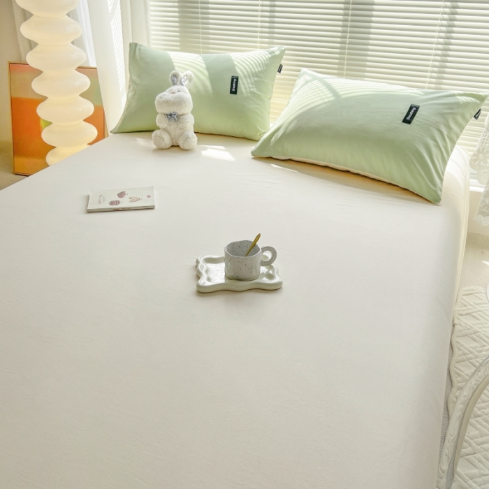 91家纺网 家纺一手货源 找家纺 绵庭家纺 2023新款全棉水洗棉拼色单床单 冰心