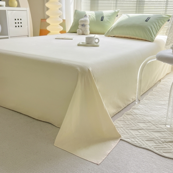 91家纺网 家纺一手货源 找家纺 绵庭家纺 2023新款全棉水洗棉拼色单床单 冰心