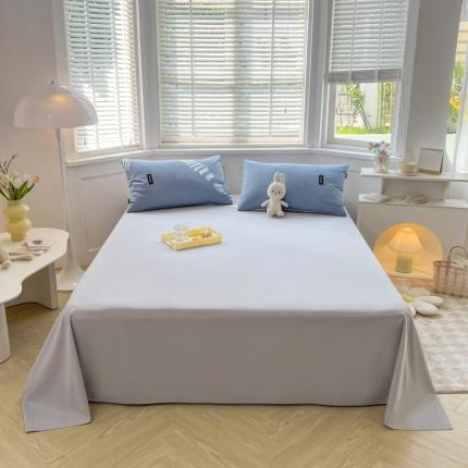 绵庭家纺 2023新款全棉水洗棉拼色单床单 绅士灰