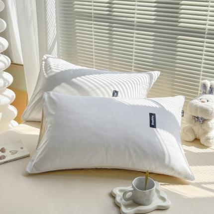 91家纺网 家纺一手货源 找家纺 绵庭家纺 2023新款全棉水洗棉拼色单品枕套 贵族白+卡其