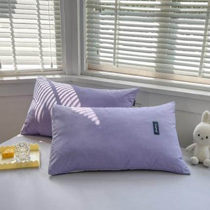 91家纺网 家纺一手货源 找家纺 绵庭家纺 2023新款全棉水洗棉拼色单品枕套 深紫+绅士灰