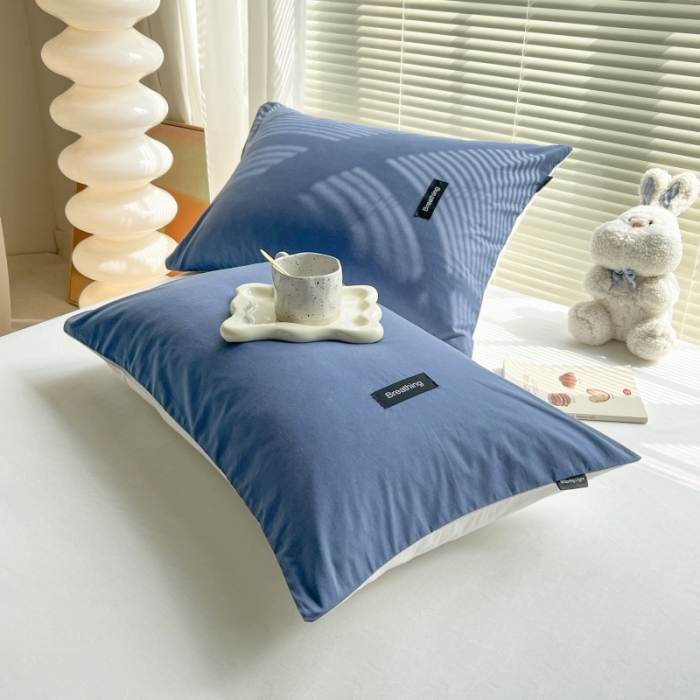 91家纺网 家纺一手货源 找家纺 （总）绵庭家纺 2023新款全棉水洗棉拼色单品枕套