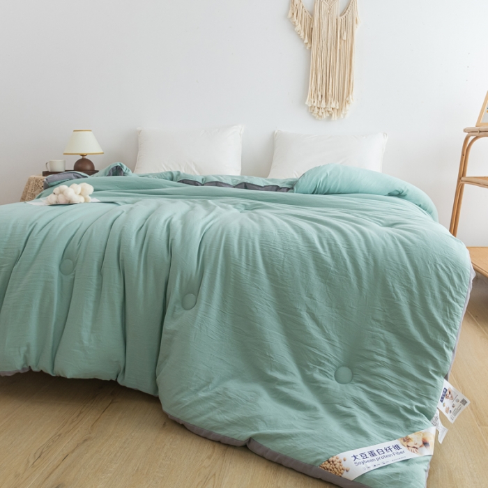 91家纺网 家纺一手货源 找家纺 森林人 2023新款A类水洗棉立体大豆被 立体-薄荷绿