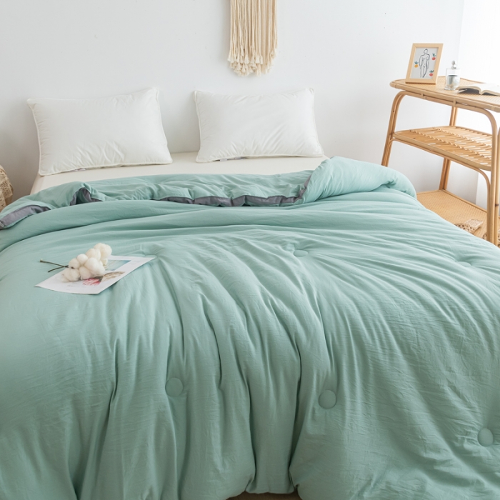 91家纺网 家纺一手货源 找家纺 森林人 2023新款A类水洗棉立体大豆被 立体-薄荷绿