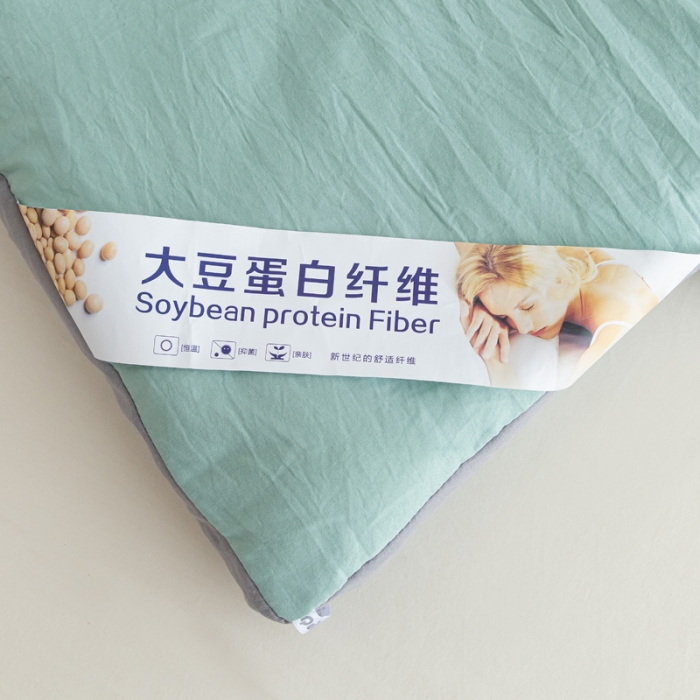 91家纺网 家纺一手货源 找家纺 森林人 2023新款A类水洗棉立体大豆被 立体-薄荷绿