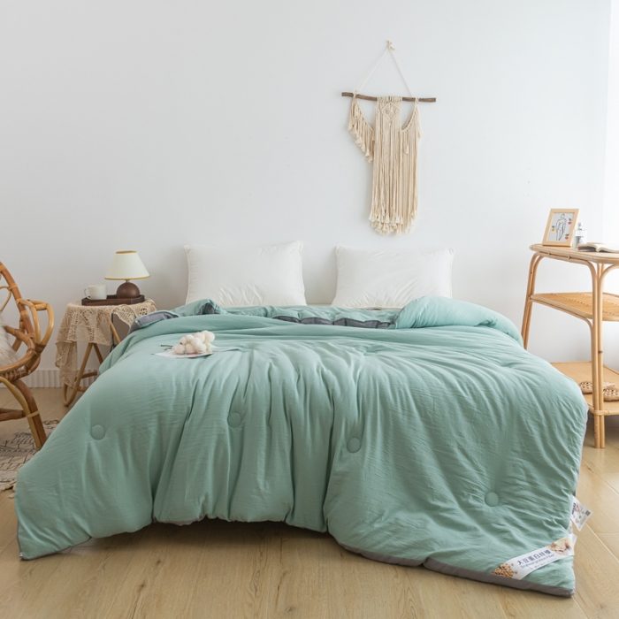 91家纺网 家纺一手货源 找家纺 森林人 2023新款A类水洗棉立体大豆被 立体-薄荷绿