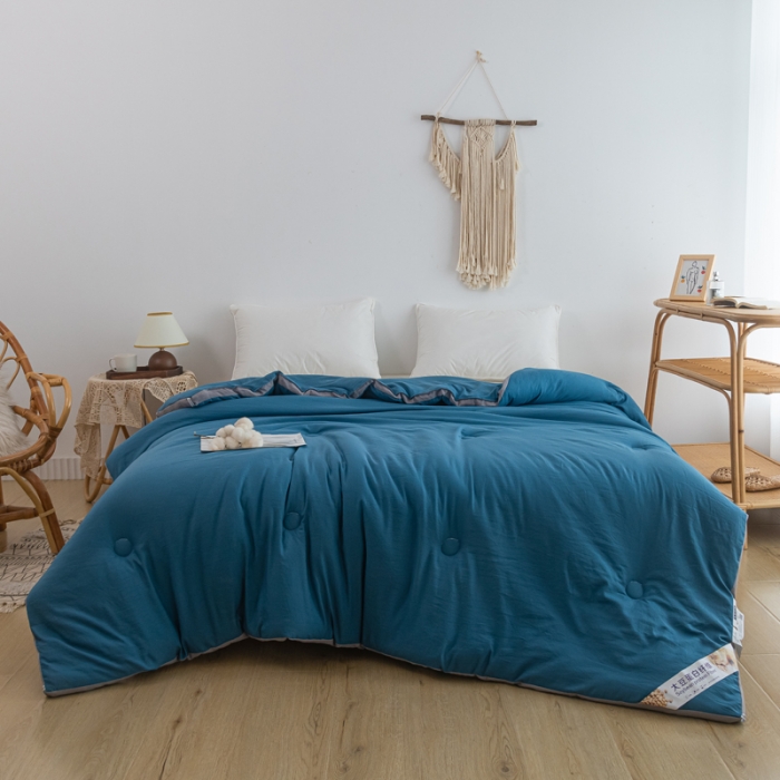 91家纺网 家纺一手货源 找家纺 森林人 2023新款A类水洗棉立体大豆被 立体-宾利蓝