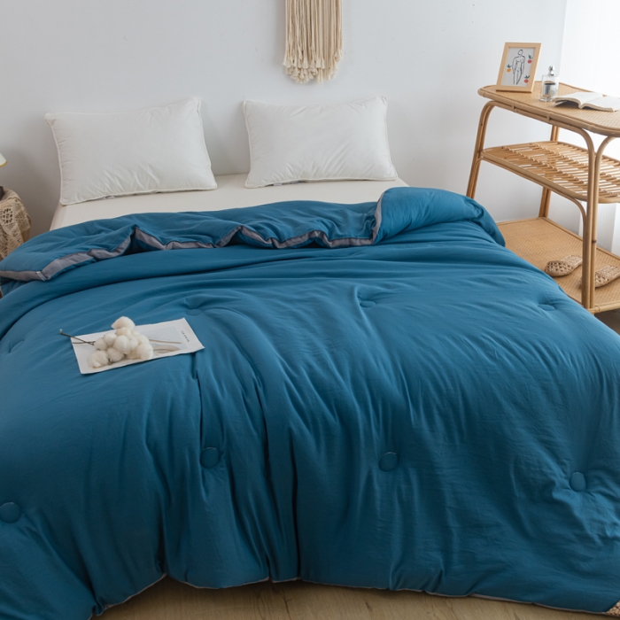 91家纺网 家纺一手货源 找家纺 森林人 2023新款A类水洗棉立体大豆被 立体-宾利蓝