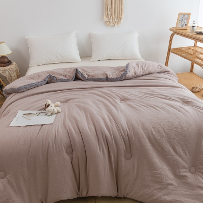 91家纺网 家纺一手货源 找家纺 森林人 2023新款A类水洗棉立体大豆被 立体-卡其