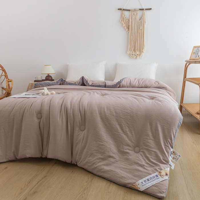 91家纺网 家纺一手货源 找家纺 森林人 2023新款A类水洗棉立体大豆被 立体-卡其
